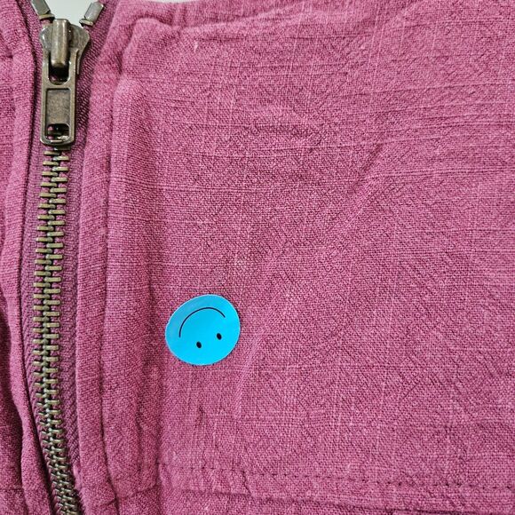 Free People Womens Linen Blend Crop Top Bralette Size 0 Pink Skater Full Zip - Picture 6 of 9
